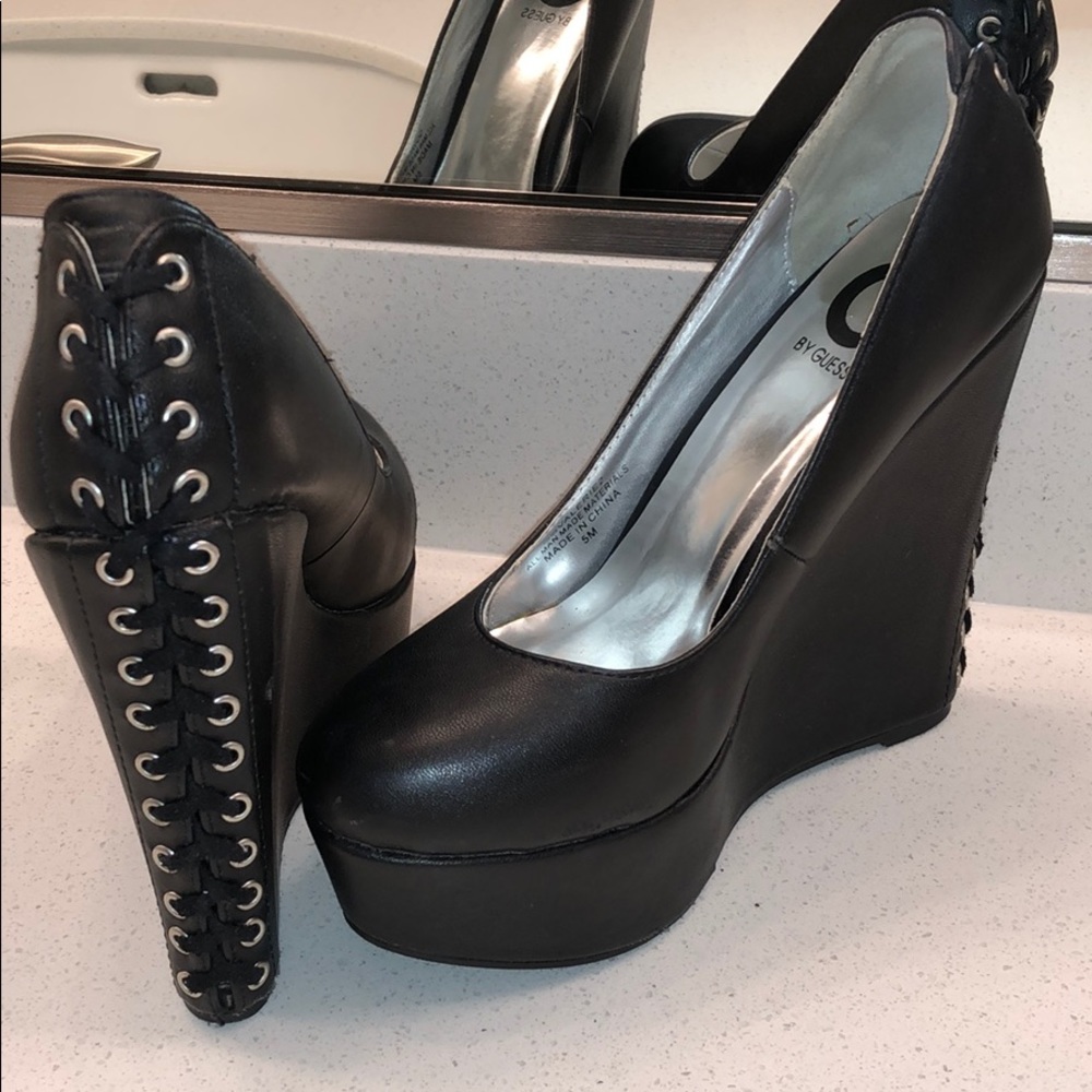 Black Guess Platform Wedge